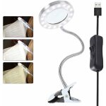 Lampe loupe 8x led portable clip on lamp lampe de bureau rotation � 360� usb rechargeable lampe cosm�tique ...