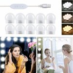 Lampe de miroir led style hollywood 10 ampoules, c�bles parfaitement cach�s, 3 couleurs et 10 intensit�s, ...