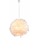 Suspension lampe salon salle � manger plafond suspension plume boule blanc globo 15057