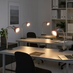 Lampe � pince argent�e led avec fiche lampe de table lampe de lecture spot mobile, couleur titane verre ...
