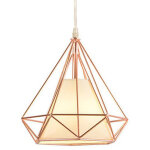 Lustre suspension vintage rtro industrielle cage en mtal plafonnier luminaire dor rose 1pcs