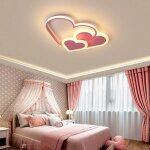 Lampe de plafond en acrylique en forme de coeur fixation au plafond lampe led + t�l�commande lampe de ...