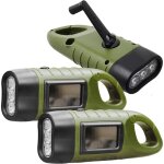 Lampe de poche rechargeable � manivelle led 3 pi�ces, lampe de poche solaire avec boucle de randonn�e, ...