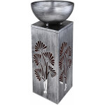 Lampe solaire argent colonne d�corative antique bol de plante, d�coration fleur �clairage lampe d'ext�rieur, ...