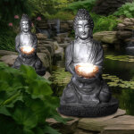 Lampe solaire bouddha d�coration de jardin feng shui lampe solaire bouddha, gris, 1x 0, 06 watt, dxh ...