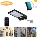 Lampe solaire exterieur 48 led dtecteur de mouvement lumire dimmable avec tlcommande sans fil tanche ...