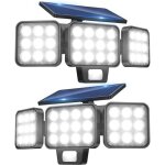 Lampe solaire exterieur detecteur de mouvement lot de 2, 3000lm spot 120 led solaire exterieur puissant ...