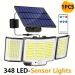 Lampe solaire ext�rieur d�tecteur de mouvement, [3 modes / 348led] lumi�re solaire ext�rieure �tanche ...