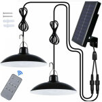 Lampe solaire ext�rieur, double t�te ip65 �tanche lustre solaire avec t�l�commande pour jardin / pergola ...