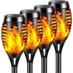 Lampes solaires d'ext�rieur � flamme, 4 torches solaires � 12 led pour jardin, �tanches ip65, avec flamme ...