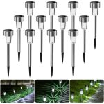 Lampes solaire exterieur jardin lot de 12 lumiere exterieur jardin led en acier inoxydable �tanches eclairage ...
