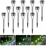 Vurahome - lampes solaire exterieur jardin lot de 12 lumiere exterieur jardin led en acier inoxydable ...