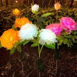 Lampes solaires d'ext�rieur pour jardin, lot de 3 lampes solaires en forme de fleurs de pivoine plus ...