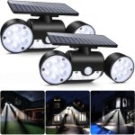 Lampe solaire exterieur puissante, 30 led lumi�re s�curit� d�tecteur de mouvement trois t�te spots eclairage ...