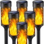 Lampe solaire flamme exterieur, 6 pack lampe solaire flamme etanche, lumiere torche solaire pour jardin, ...