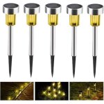 Lampe solaire de jardin à 5 led, éclairage de chemin à économie d'énergie en acier inoxydable lampe solaire ... Lampe solaire de jardin à 5 led, éclairage de chemin à économie d'énergie en acier inoxydable lampe solaire ...