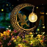 Lampes solaires de jardin, f�e decoration jardin exterieur, m�tal lune led boule de verre lumi�re solaire ...