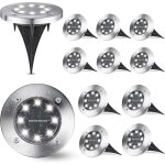 Lampe solaire , lumi�re solaire ext�rieur, lot de 12 lampe solaire au sol jardin blanc, 8 led 6000k etanche ...