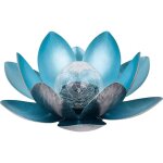 Lampe solaire en m�tal argent� / bleu � 27 cm hauteur 12 cm