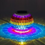 Lampe solaire, mosa�que lumi�re solaire ext�rieur d�corative lanterne lampe de table pour jardin, table, ...