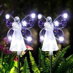 Lampes solaires sur piquet de jardin angel - lot de 2 lampes solaires angel pour jardin ext�rieur, lumi�re ...
