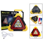 Lampe stroboscopique led  recharge solaire usb, triangle d'urgence routire 30 w 24 x 26 cm