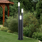 Lampadaire extrieur en acier inoxydable anthracite lampe de jardin  3 colonnes projecteur de terrasse ...