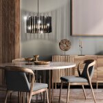 Lampe � suspendre led lampe de table � manger en verre barres suspension aspect bois lampe de salon, ...