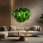 Lampe � suspendre lampe de salon lampe de salle � manger plafonnier, m�tal plastique vert design feuilles, ...