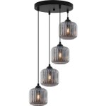 Lampe suspendu riffle noire 4 abat - jour plats en graphite cylindre e27