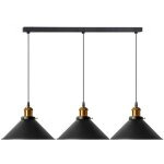 Lampe suspendue app017 - 3cp porto noir set de 3 lampes largeur total 60cm e27