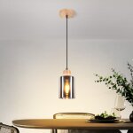 Lampe suspendue bois table � manger : lampe de salle � manger vintage e27 lampe de table � manger industrielle ...