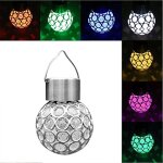 Lampe suspendue d�corative de lustre de petite boule color�e de lumi�re de boule creuse solaire