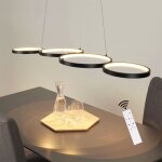 Lampe suspendue led - blanche 88 cm moderne 4 anneaux design lustre � intensit� dimmable t�l�commande ...