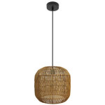 Lampe suspendue de plafond fabio 1xe27 noir / naturel 28d - fabrilamp