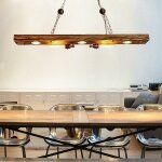 Lampe suspendue  poutre en bois de 38 w, lustre en bois rtro rustique pour table de billard, lot de ...
