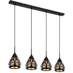 Lampe suspendue pour salle � manger, plafonnier, luminaire d�coratif noir, � 4 lampes