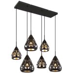 Lampe suspendue pour salle � manger, plafonnier, luminaire d�coratif noir, � 6 lampes