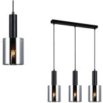 Italux sardo - luminaire suspendu moderne noir � 3 lumi�res avec abat - jour fum�, e27