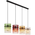 Lampe suspendue lampe de table � manger lampe suspendue 4 flammes lampe de salon, verre vert m�re ambre ...