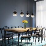 Lampe suspendue lampe de table � manger suspension boule de verre fum�e lampe de salon h 130 cm