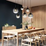 Lampe suspendue lampe de table � manger suspension verre fum� lampe de salon 6 ampoules 141cm