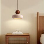 Lampe suspendue en travertin jaune led style wabi - sabi suspension bois massif boule ronde lampe � suspension ...