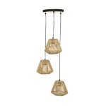 Lampe suspension 3 t�tes 'jily' 95cm beige