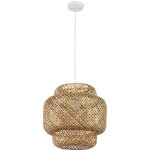 Privatefloor - lampe de plafond en bambou - lampe suspendue au stile boho bali - kamon bois naturel