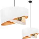 Lampe � suspension asti inclin�e noire 1 plaque abat - jour blanc - or ts
