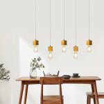 Lampe � suspension en bois � 5 lumi�res, lampe de table de salle � manger, hauteur 150 cm, lampe � suspension ...