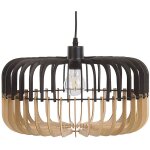 Lampe suspension design abat - jour ajour en lamelles effet bois clair et noir e27 max. 40w pour salle ...