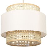 Lampe � suspension lumi�re douce abat - jour en coton rotin naturel et beige yumuri