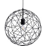 Beliani - lampe suspension lustre design ronde en mtal grillage noir e27 max. 60w pour salon ou salle ...